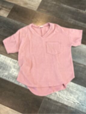Altar'd State Girls Light Pink Short Sleeve Pocket Tee
